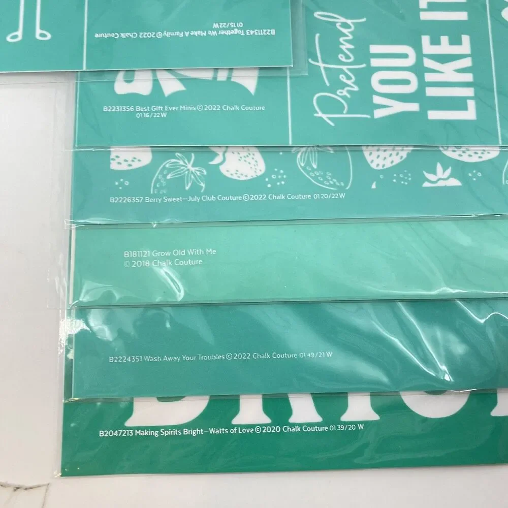 Lot of 6 NEW Chalk Couture Transfer Size B 8.5” x 11” 2018-2022